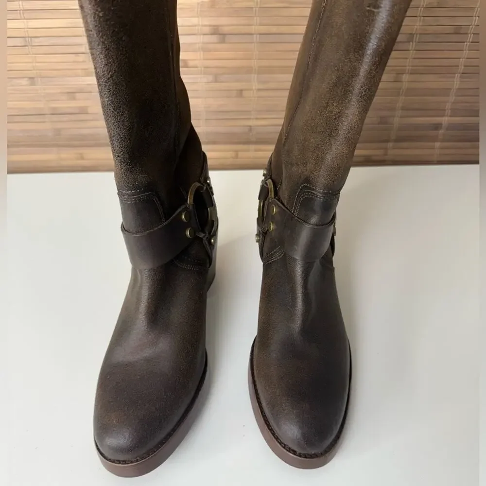 Frye Jean Harness Boot Chocolate 9.5 - Picture 3 of 10